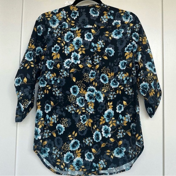 NWT Yumi Kim Womens Black Blue Yellow Lizzie Floral Button Front Top Size M - Picture 4 of 5